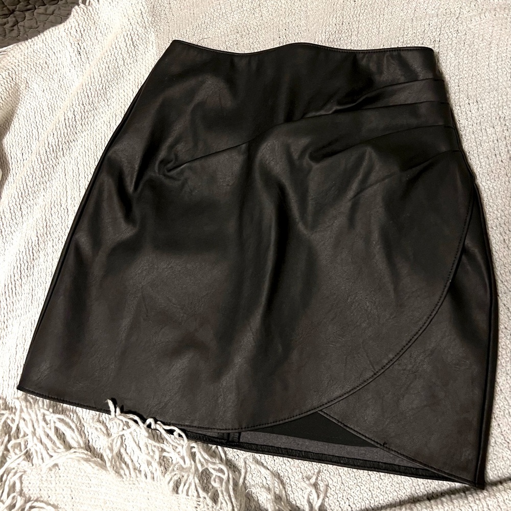XS A&F Black Leather Skirt